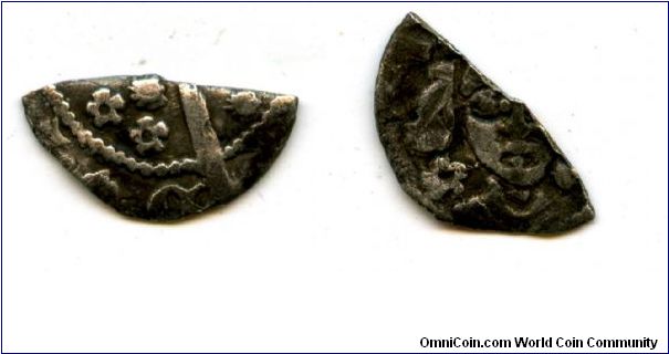 Edward IV 
1461 - 1470
Ireland 
Halfpenny sun and rose well clipped LOL
 S6393