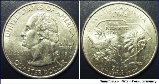 US 2000 quarter dollar, commemorating South Carolina, mintmark P. Special thanks to Arthrene!