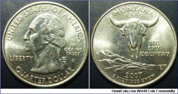US 2007 quarter dollar, commemorating Montana, mintmark D. Special thanks to Arthrene!