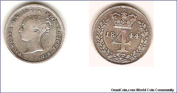4 pence (groat)
Victoria, young head
silver