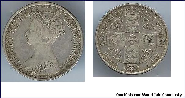 Queen Victoria 1873 gothic florin