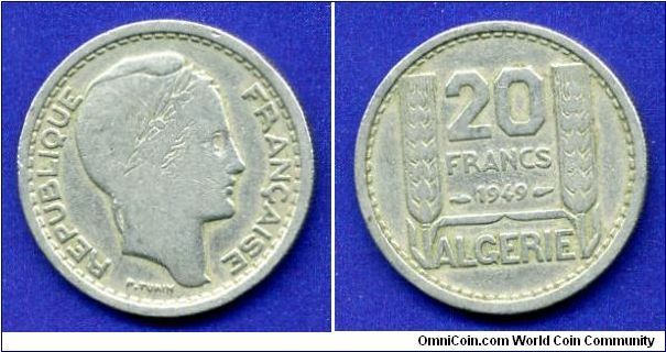 20 Francs.
Republique Francaise.
Franch Algeria.
Mintage 25,556,000 units.


Cu-Ni.