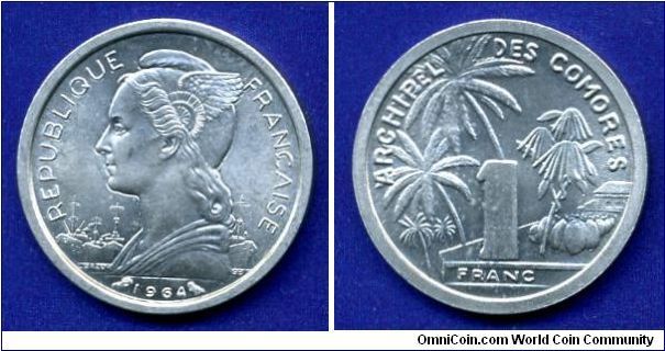 1 Franc.
Republique Francaise.
Franch Comoros.
Mintage 500,000 units.


Al.
