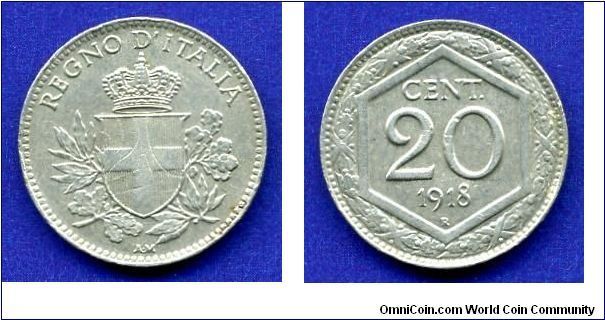 20 centesimi.
Kingdom of Italy.
(R) Roma mint.

Cu-Ni.