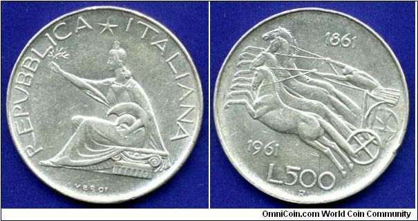 500 Lire.
Republica Italy.
(R) Roma mint.


Ag835f. 11,0gr.