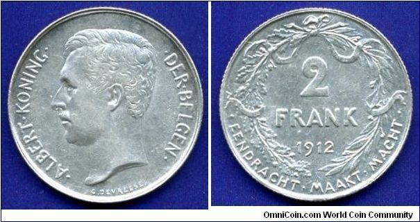 2 Frank.
Albert I (1909-1934) Koning Der Belgen.


Ag835f. 10gr.