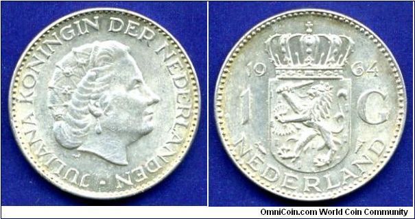 1 Gulden.
Queen Juliana (1948-1980).


Ag720f. 6,5gr.