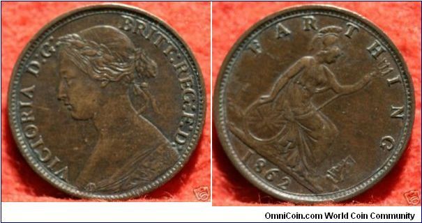 GB 1862 Queen Victoria Young Head Farthing