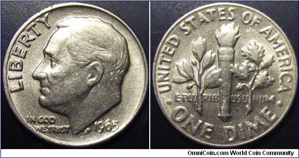 US 1965 dime, no mintmark. Special thanks to Arthrene!