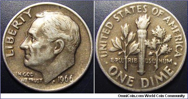 US 1966 dime, no mintmark. Special thanks to Arthrene!