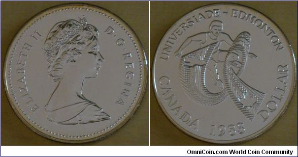 Canada, 1 dollar, 1983 World University Games held in Edmonton, Alberta, silver dollar