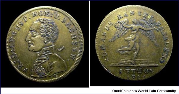 Paix de Paris (Friedrich August, king of Saxony) - Brass jetton mm 26