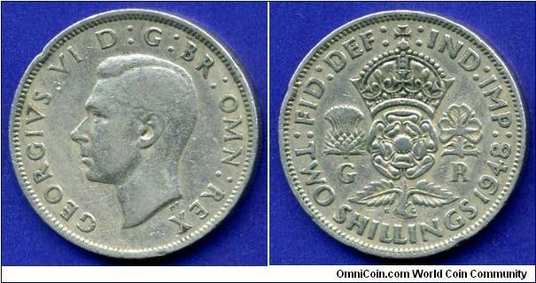 2 shillings.
George VI (1936-1952) Rex & Ind:Imp:.


Cu-Ni.