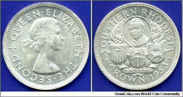 Southern Rhodesia Crown.
100-th anniversary of the birth of Cecil John Rhodes (1853-1902).
Elizabeth II.
Mintage 124,000 units.


Ag500f. 28,28gr.