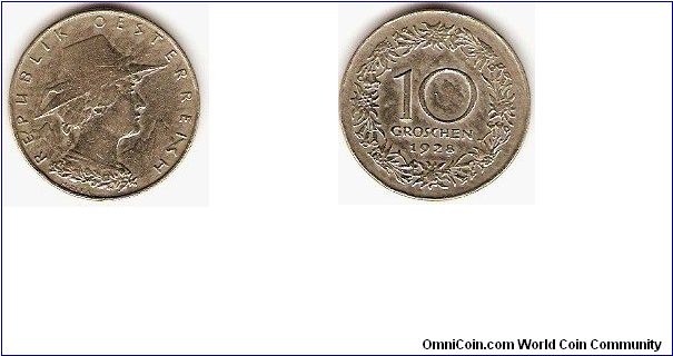 Republic
10 groschen
copper-nickel