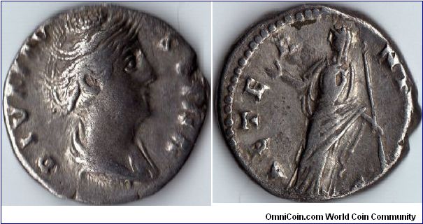 Faustina Snr denarius. Aeternitas reverse.