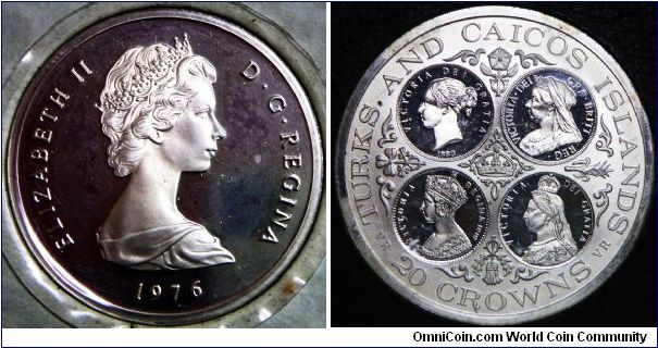 Queen Elizabeth II, The Turks & Caicos Islands, 20 Crowns, Queen Victoria Silver Coin. The Royal Canadian Mint. 38.7000 g, 0.9250 Silver, 1.1509 Oz. ASW. Mintage: 20,000 units. PROOF.