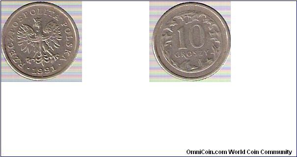 Poland 
Year: 1991 
Denomination:10 Groszy