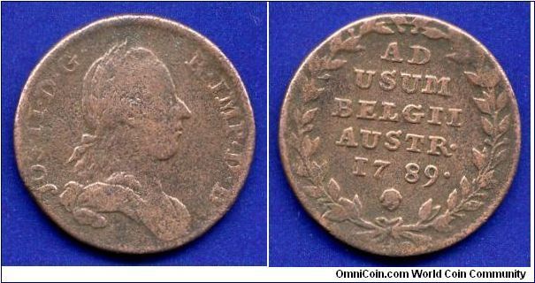 2 liards.
Austrian Belgium.
Ioseph II (1765-1790) emperor of Holy Roman empire.


Cu.