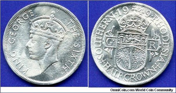 Half Crown.
Southern Rhodesia.
George VI (1936-1952) King.


Cu-Ni.