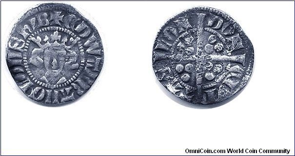 Edward II penny
EDWARR ANGL DNS HYB
CIV ITAS LON DON
Possibly Class 13
Cross Pattee Crown 2. Unbarred 'N's on obverse.
'Greek Axe' fleur