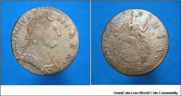 Halfpenny contemporary counterfeit.

Simian