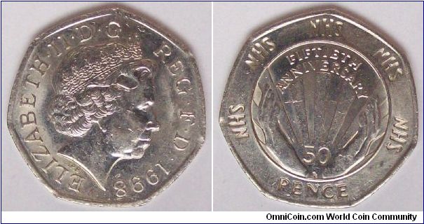 50 Pence National Health Service 15th Anniversary