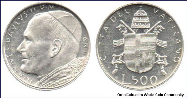 1981 500 Lire - IOANNES PAVLVS II P.M.