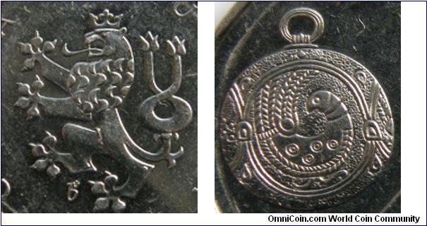 2001 2 Korun.Overse:Crowned rampant lion left. Reverse:Ornament with handle