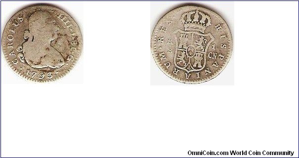 1 real
Carlos IV, by the grace of God, king of Spain
silver