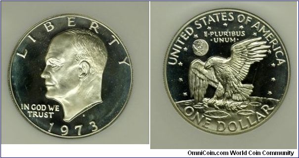 Eisenhower Dollar 1973 Proof Cameo 69