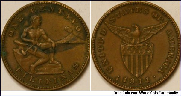 1 Centavo, Philippines as a U.S. Territory, 25 mm