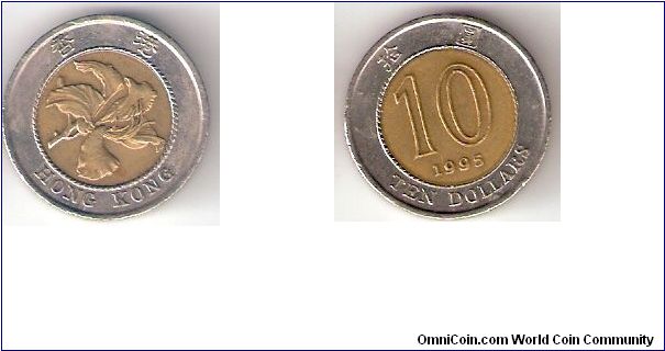Hong Kong
1995
Bimetallic Coin
10 Dollars
