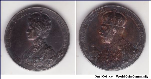 Great Britain 1911 George V coronation medal; silver, plain edge