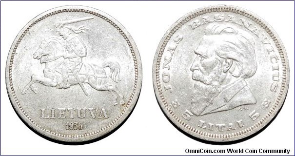 LITHUANIA (1st REPUBLIC)~5 Litai 1936.