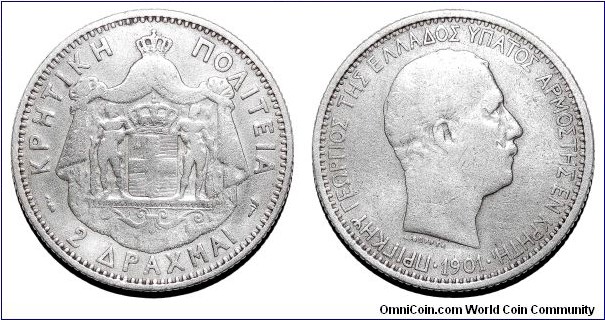 CRETE (STATE)~2 Drachmai 1901.