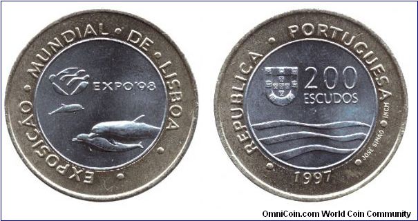 Portugal, 200 escudos, 1997, bi-metallic, Exposicao Mundial de Lisboa, Expo '98                                                                                                                                                                                                                                                                                                                                                                                                                                     