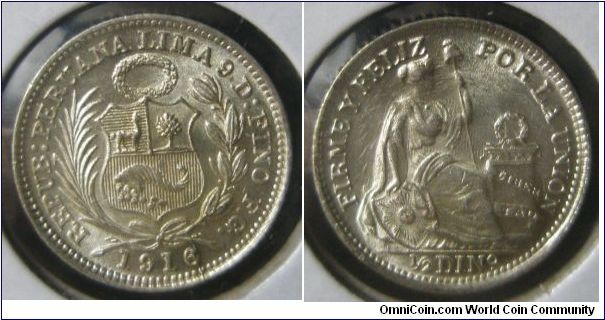 Peruana, 1/2 DIN, 1916. BU.