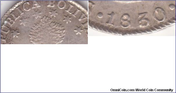 Star spacing and date illustrating the BO30A coin below; spaced star and wider date varieties.