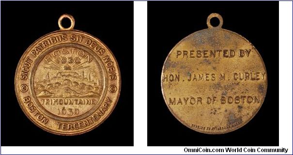 Mayor's Medal, City of Boston (Small Size), Massachusetts Bay Colony Tercentenary