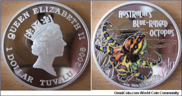 1 Dollar - Blue-ringed octopus - 31.14 g Ag 999 - mintage 5,000