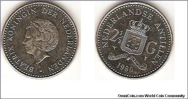 2 1/2 gulden
Beatrix, queen of the Netherlands
nickel