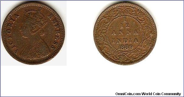 British India
1/12 anna
Victoria empress
copper