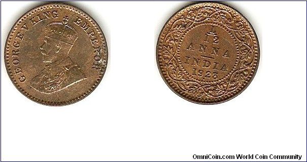 British India
1/12 anna
George V king emperor
bronze
