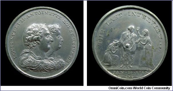 Louis XVI & Marie-Antoinette (The last interview) - White metal medal mm. 38