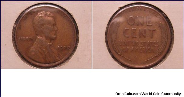 1937 (Philadelphia Mint) Lincoln Wheat Reverse $0.01
