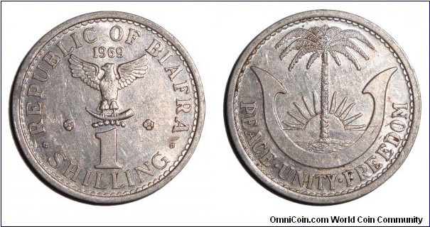 BIAFRA (REPUBLIC)~1 Shilling 1969. Short lived republic now part of Nigeria.