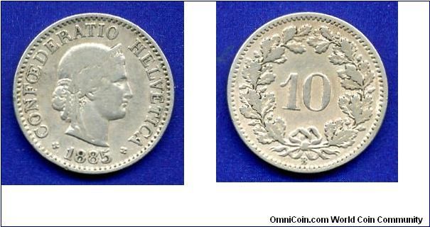 10 rappen.
Confederatio Helvetica.
(B) Bern mint.


Cu-Ni.