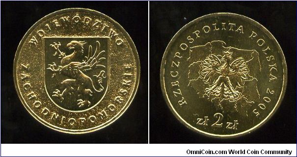 2 zloty
Zachodniopomorskie Province
Provincial coat of arms
Eagle over map of poland, value & date