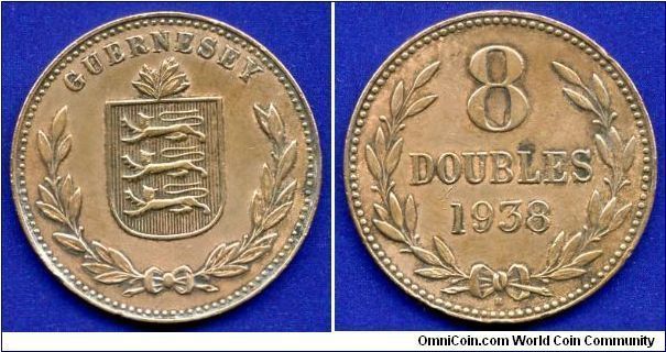 8 doubles.
George VI (1936-1952).
'H'- Heaton mint, Birmingham.


Br.